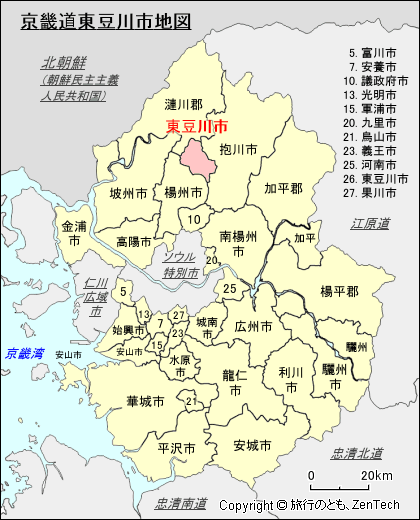 京畿道東豆川市地図