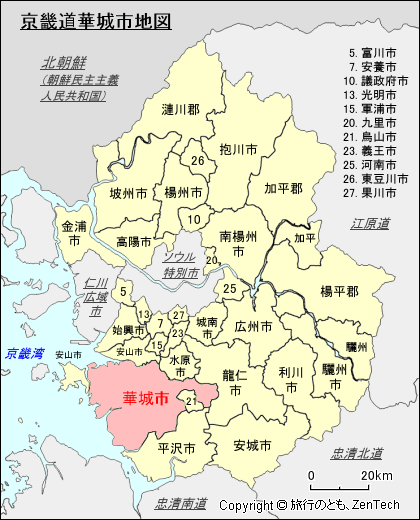 京畿道華城市地図