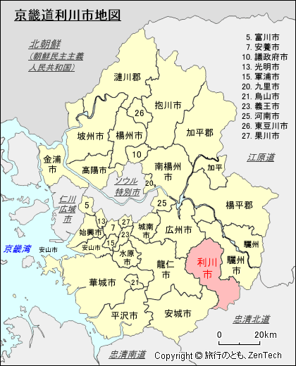 京畿道利川市地図