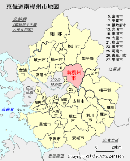 京畿道南楊州市地図