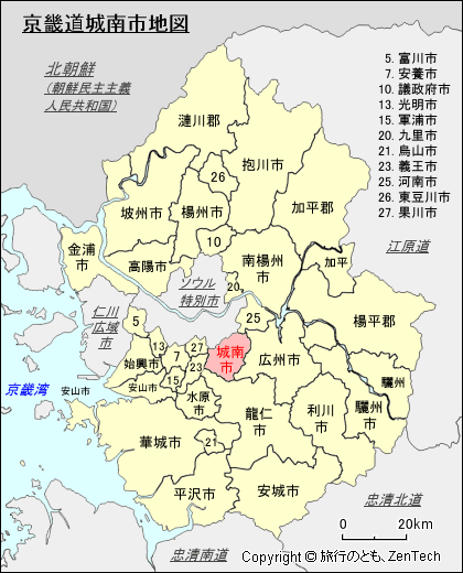 京畿道城南市地図