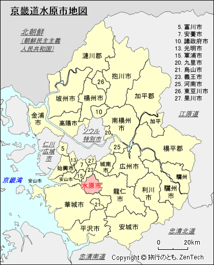 京畿道水原市地図
