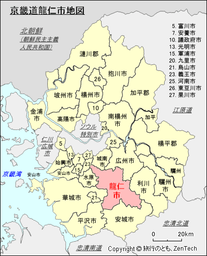 京畿道龍仁市地図