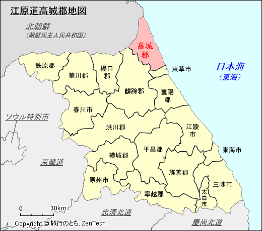 江原道高城郡地図