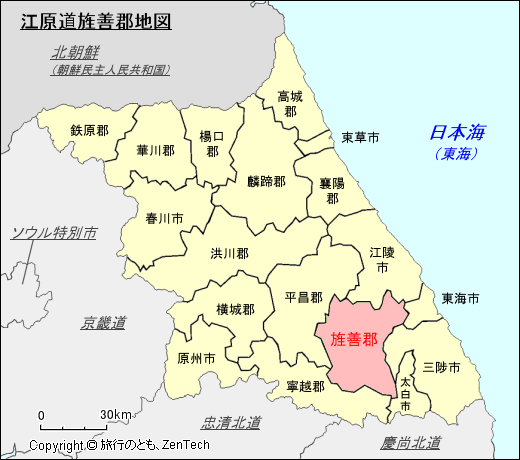 江原道旌善郡地図