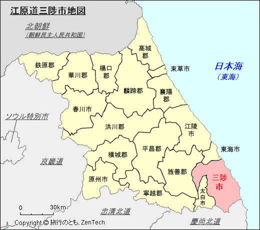 江原道三陟市地図