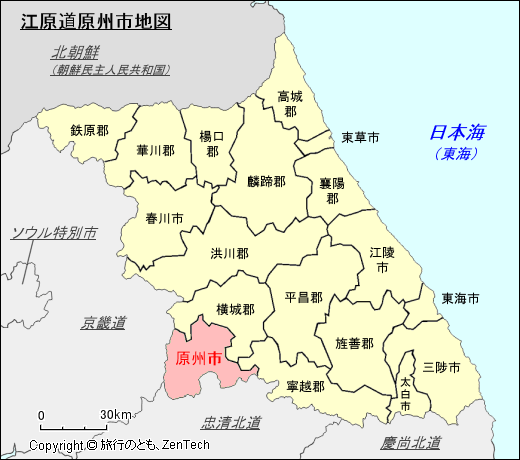 江原道原州市地図