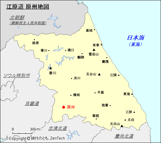 江原道 原州地図