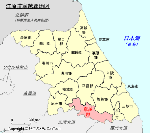 江原道寧越郡地図