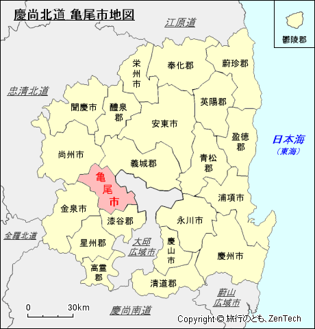 慶尚北道 亀尾市地図