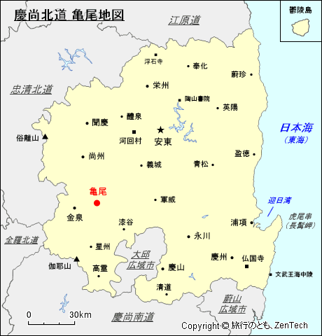 慶尚北道 亀尾地図