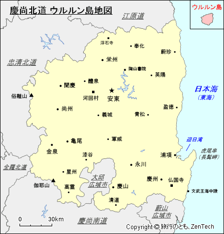 慶尚北道 ウルルン島地図