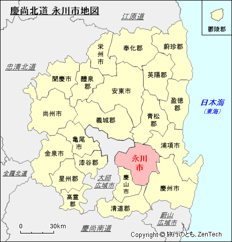 慶尚北道 永川市地図