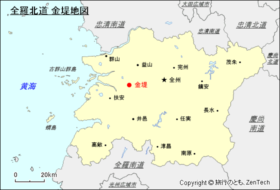 全羅北道 金堤地図