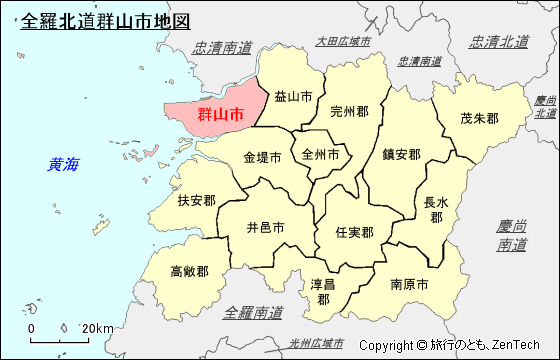 全羅北道群山市地図