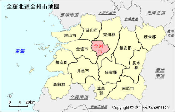 全羅北道全州市地図