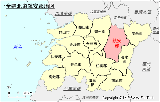 全羅北道鎮安郡地図