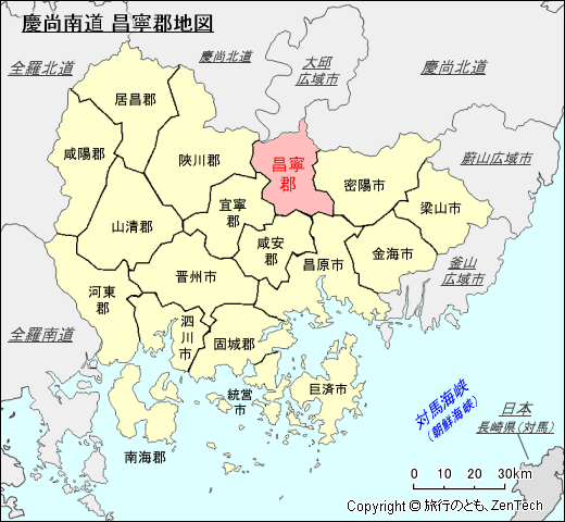 慶尚南道 昌寧郡地図