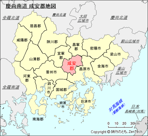 慶尚南道 咸安郡地図