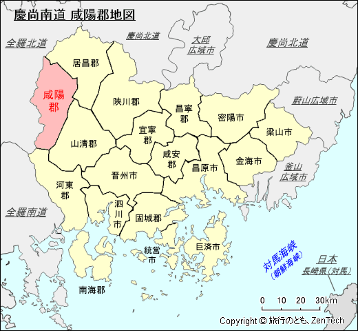 慶尚南道 咸陽郡地図