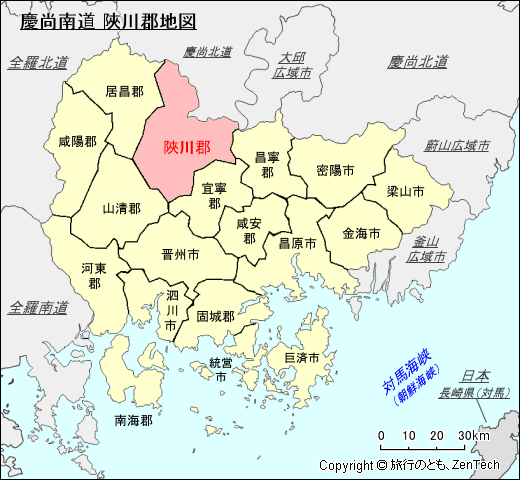 慶尚南道 陜川郡地図