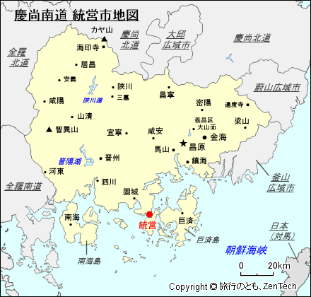 慶尚南道 統営市地図