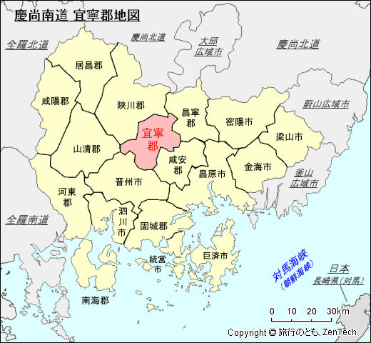 慶尚南道 宜寧郡地図