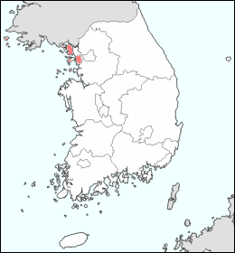 韓国における仁川広域市の位置