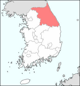 韓国における江原道の位置