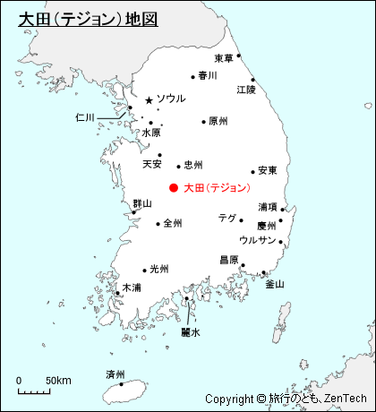 韓国における大田（テジョン）地図