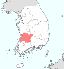 韓国における全羅北道の位置