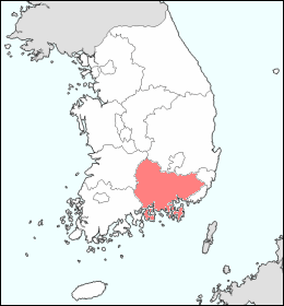 韓国における慶尚南道の位置