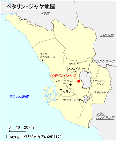 スランゴール州ペタリン・ジャヤ地図