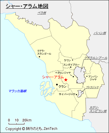 スランゴール州シャー・アラム地図