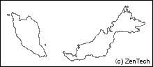 国境線と海岸線のみマレーシア白地図