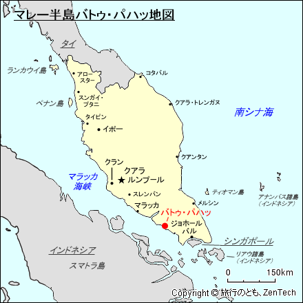 マレー半島バトゥ・パハッ地図