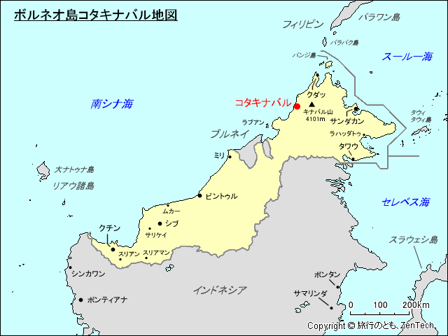 ボルネオ島コタキナバル地図