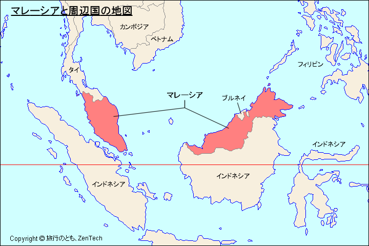 マレーシアと周辺国の地図