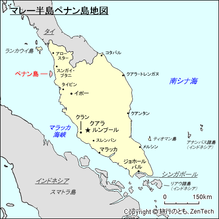 マレー半島ペナン島地図