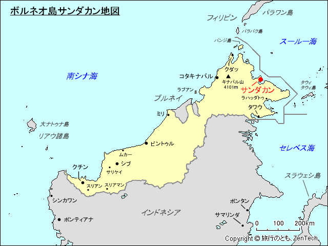 ボルネオ島サンダカン地図