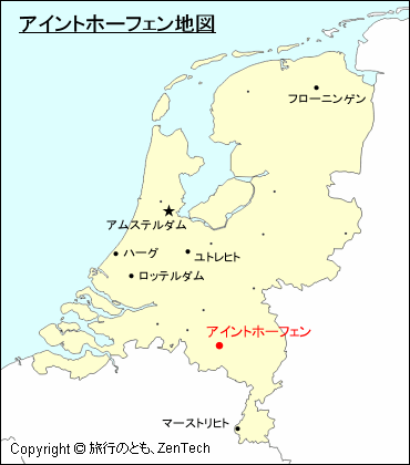 オランダにおけるアイントホーフェン地図