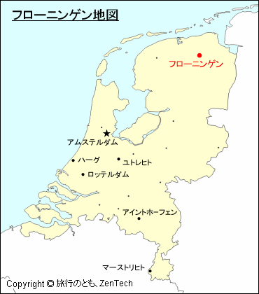 オランダにおけるフローニンゲン地図