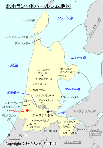 北ホラント州ハールレム地図