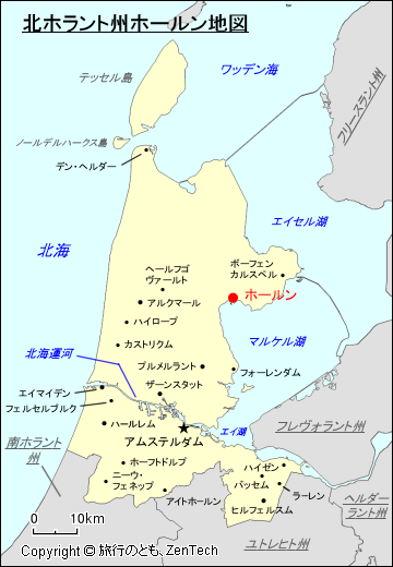 北ホラント州ホールン地図