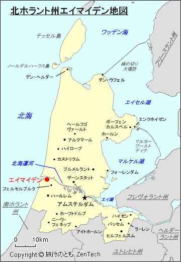 北ホラント州エイマイデン地図