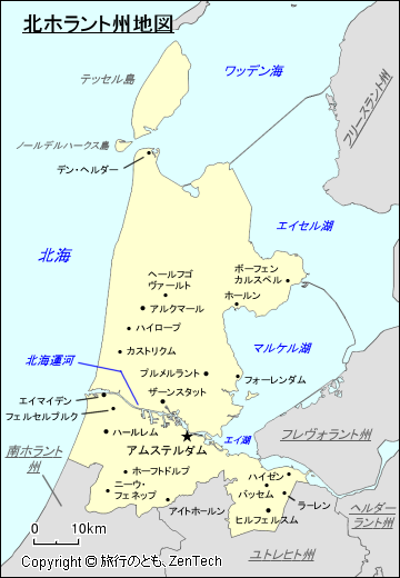 北ホラント州地図