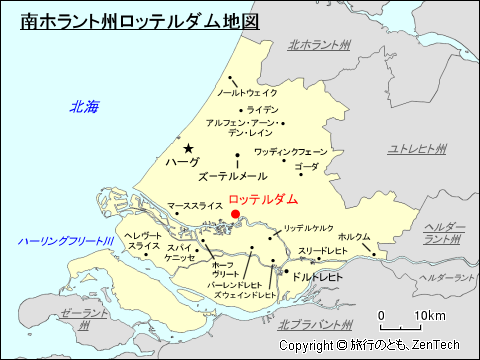 南ホラント州ロッテルダム地図