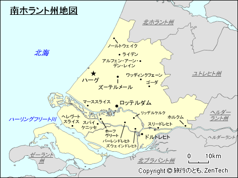 南ホラント州地図