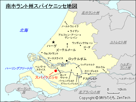 南ホラント州スパイケニッセ地図