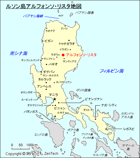 ルソン島アルフォンソ・リスタ地図